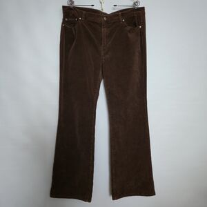 CLASH Corduroy Pants Women Retro Flare Dark Brown Sequins Design Size XL